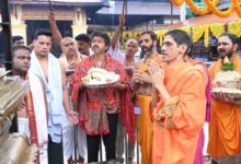 Photo of T.N. CM Vijay visits Kollur Mookambika Temple, offers silver sword to deity