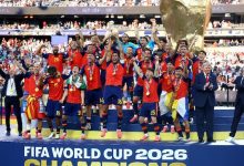 Photo of Donald Trump refuses to leave podium in awkward moment as Spain lift World Cup
