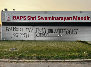 Photo of कनाडा के हिंदू मंदिर में तोड़फोड़, लिखे भारत-विरोधी नारे