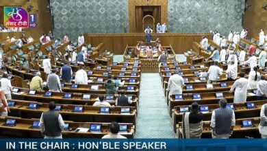 Photo of लोकसभा की कार्यवाही दोपहर 2 बजे और राज्यसभा मंगलवार तक स्थगित