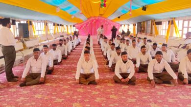 Photo of शताब्दी वर्ष पर बदरीनाथ धाम में आरएसएस का पथ संचलन