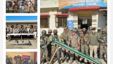 Photo of मणिपुर में सुरक्षा बलों ने तीन जिलों से भारी मात्रा में हथियार–विस्फोटक बरामद किए