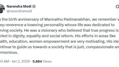 Photo of प्रधानमंत्री मोदी ने जयंती पर समाज सुधारक मन्नथु पद्मनाभन का पुण्य स्मरण किया