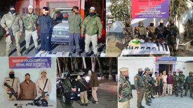 Photo of मणिपुर में 3 उग्रवादी गिरफ्तार, भारी मात्रा में गोला-बारूद बरामद