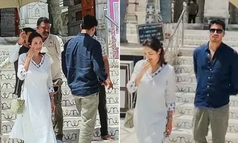 Photo of जैन मंदिर में दिखे मलाइका अरोड़ा और हर्ष मेहता
