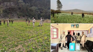 Photo of मणिपुर में 35 एकड़ अफीम की खेती नष्ट, 16 किलाे गांजा संग तीन तस्कर गिरफ्तार