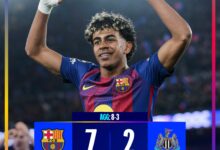 Photo of बार्सिलोना की न्यूकैसल पर 7-2 की ऐतिहासिक जीत, क्वार्टरफाइनल में एंट्री