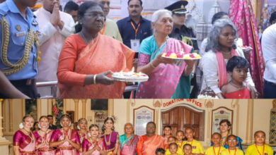 Photo of राष्ट्रपति द्रौपदी मुर्मु ने इस्कॉन और प्रेम मंदिर में की पूजा-अर्चना